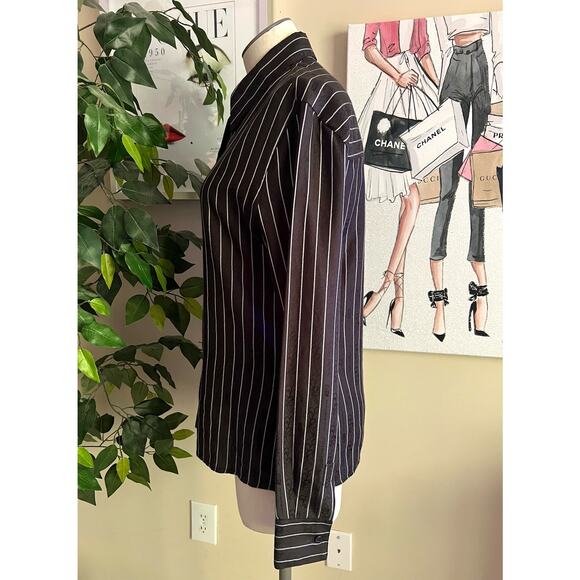 Versace Classic V2 Womens Vintage 90s Striped Logo Button Down Shirt - Picture 5 of 10